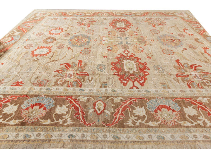 Contenporary Sultanabad Design Wool Rug 14 X 18