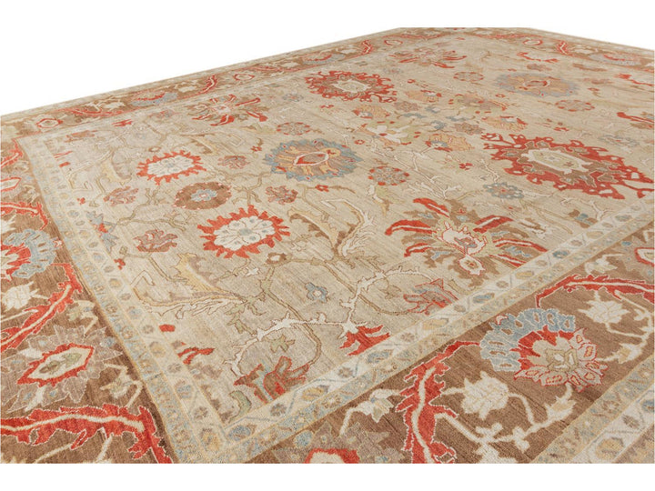 Contenporary Sultanabad Design Wool Rug 14 X 18