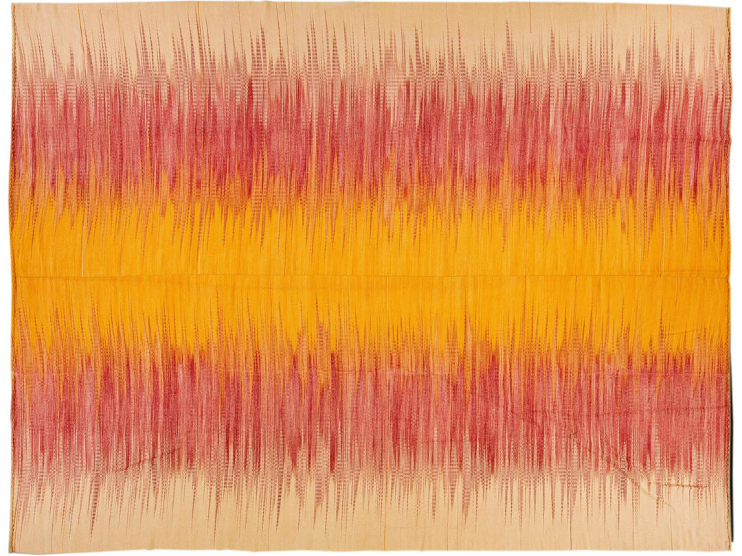 Orange Modern Kilim Flatweave Abstract Handmade Oversize Wool Rug