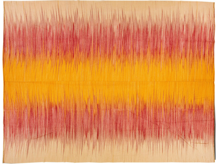Orange Modern Kilim Flatweave Abstract Handmade Oversize Wool Rug