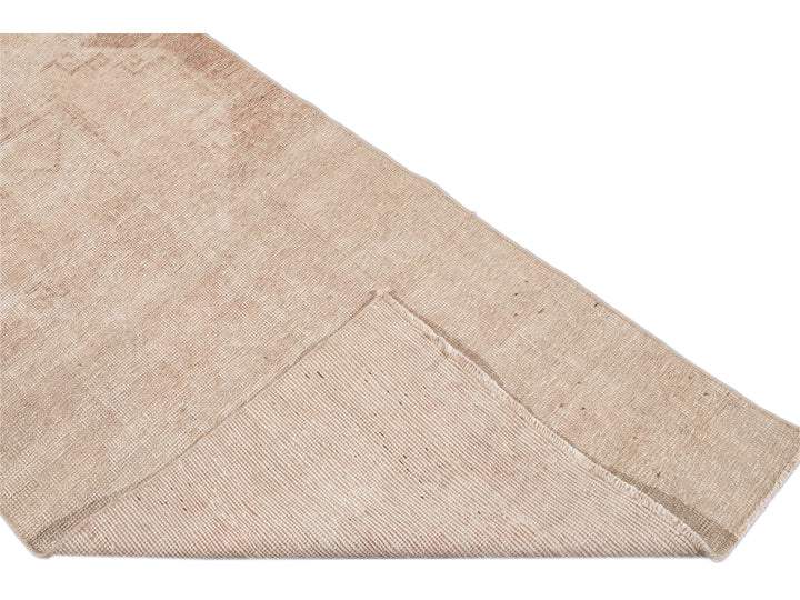 Vintage Beige Turkish Handmade Tribal Wool Runner