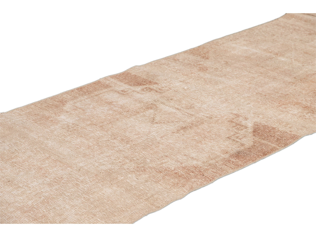 Vintage Beige Turkish Handmade Tribal Wool Runner