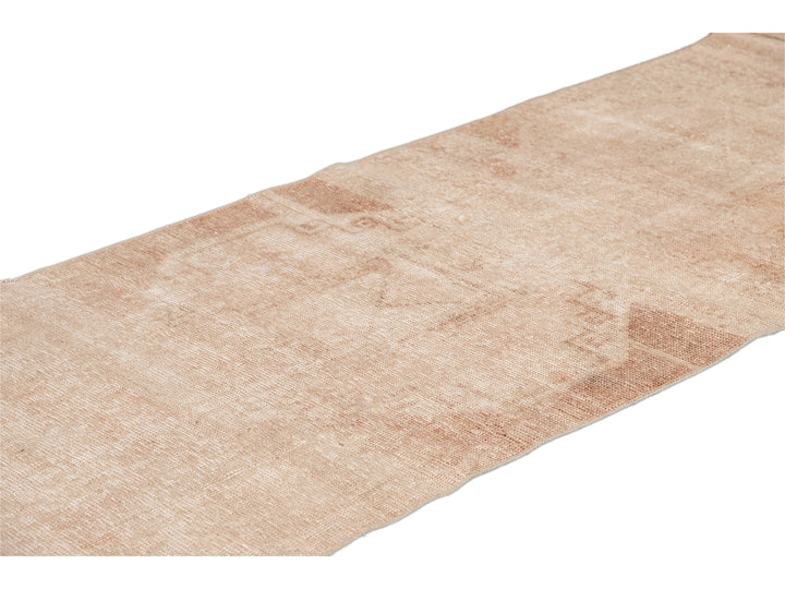 Vintage Beige Turkish Handmade Tribal Wool Runner