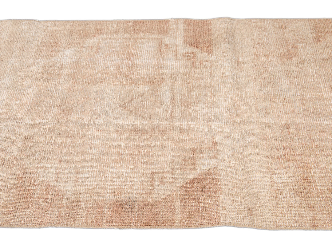 Vintage Beige Turkish Handmade Tribal Wool Runner