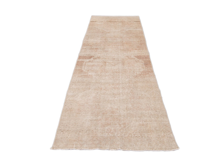 Vintage Beige Turkish Handmade Tribal Wool Runner