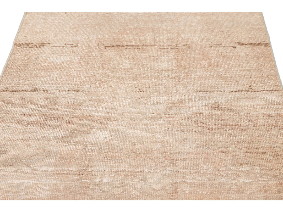 Vintage Beige Turkish Handmade Tribal Wool Runner