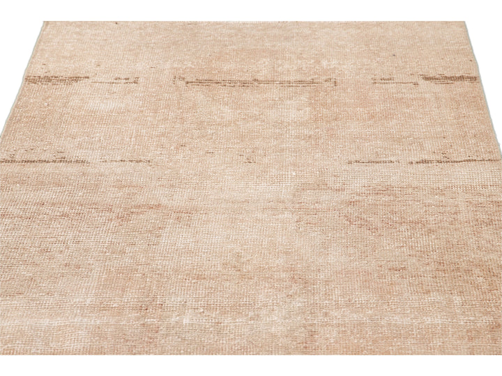 Vintage Beige Turkish Handmade Tribal Wool Runner
