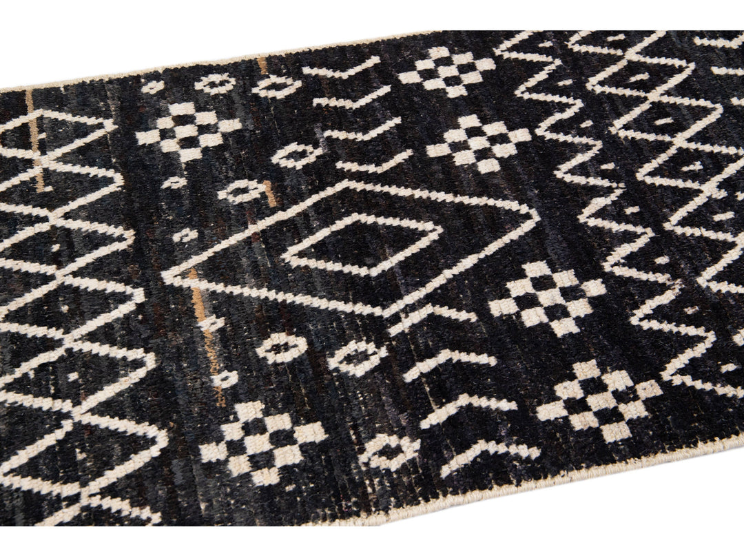 Modern Moroccan Wool Runner 3 X 10