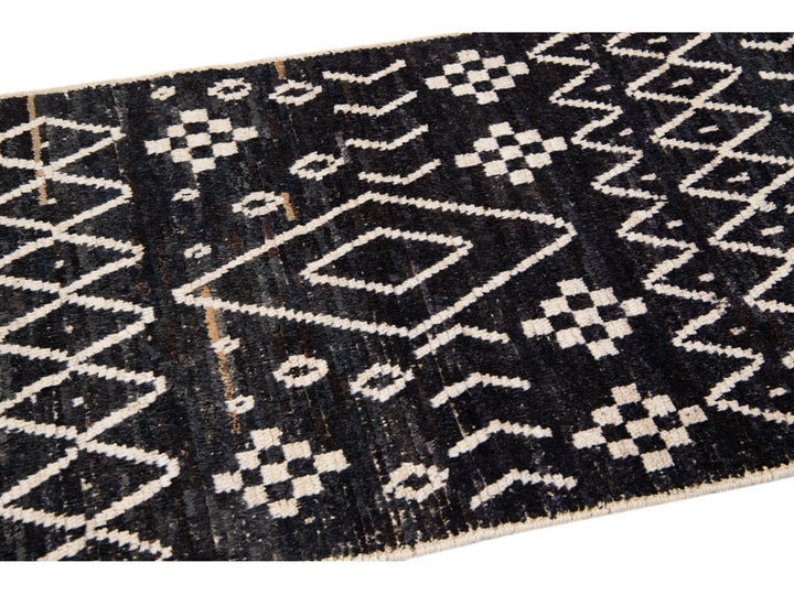 Modern Moroccan Wool Runner 3 X 10