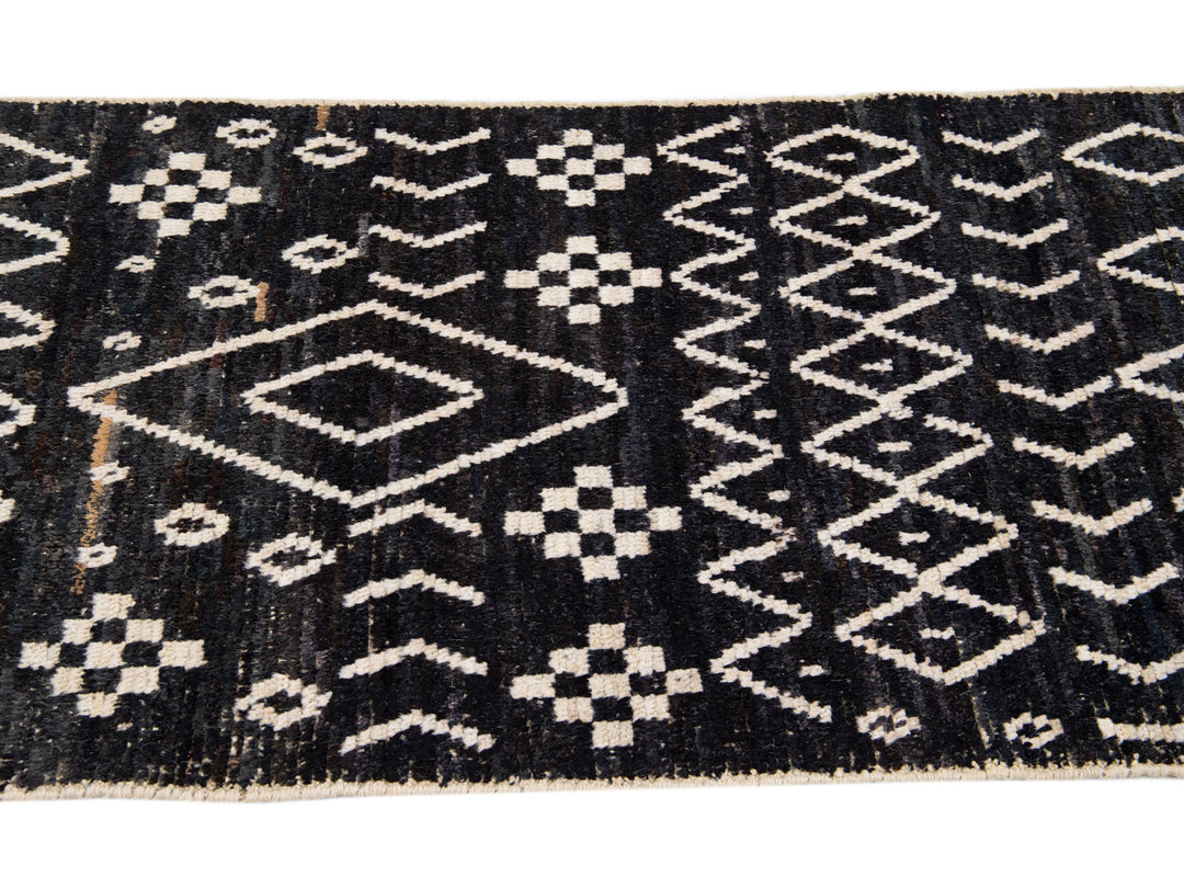Modern Moroccan Wool Runner 3 X 10