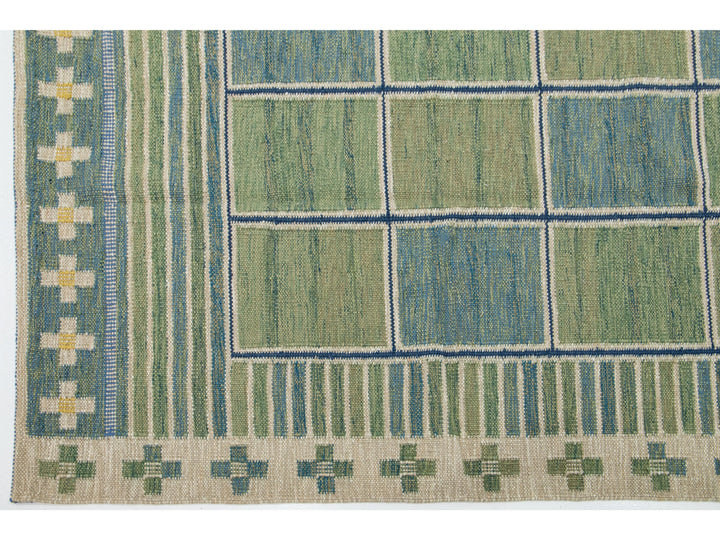 Modern Swedish Wool Rug 9 X 12