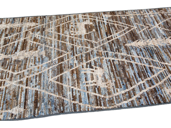Modern Moroccan Wool Runner 4 X 19