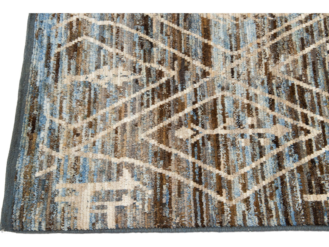 Modern Moroccan Wool Runner 4 X 19