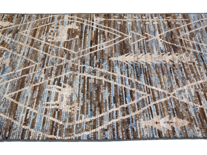 Modern Moroccan Wool Runner 4 X 19