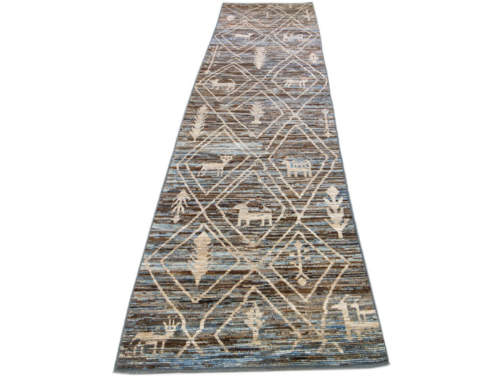 Modern Moroccan Wool Runner 4 X 19
