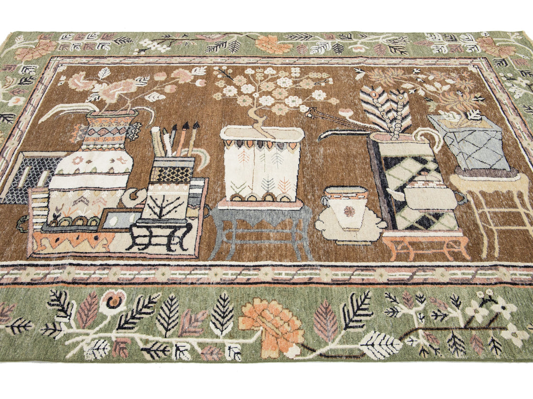 Modern Samarkand Wool Rug 6 X 9