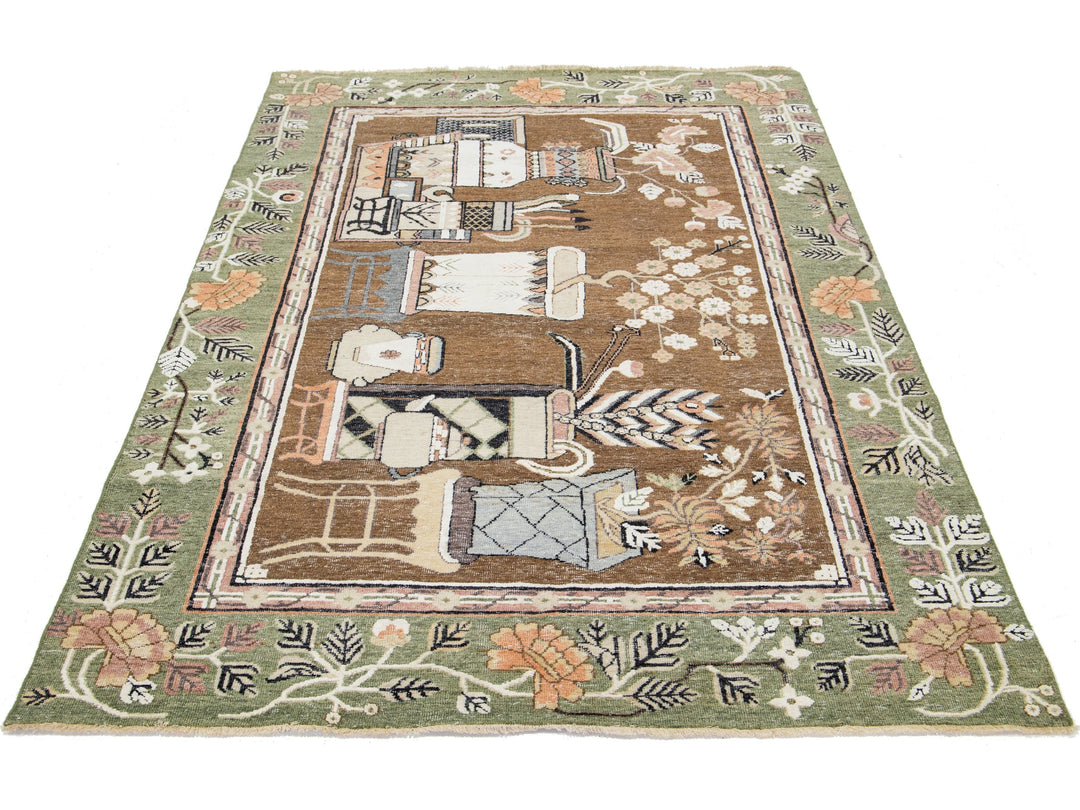 Modern Samarkand Wool Rug 6 X 9