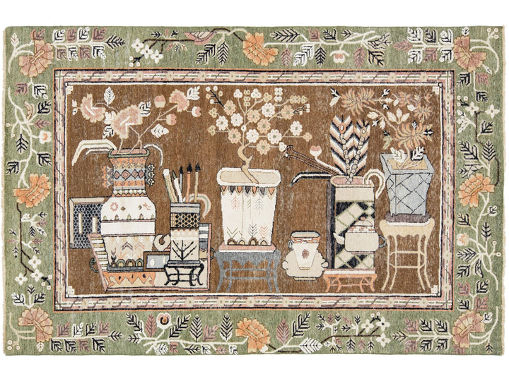Modern Samarkand Wool Rug 6 X 9