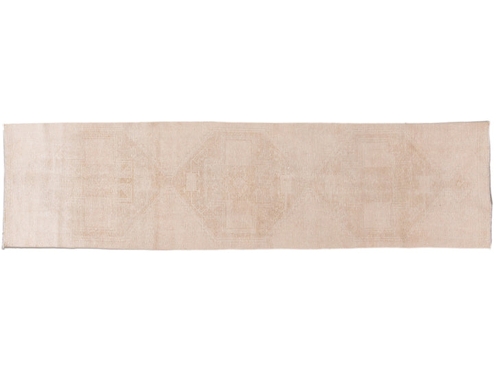 Vintage Turkish Beige Handmade Tribal Wool Runner