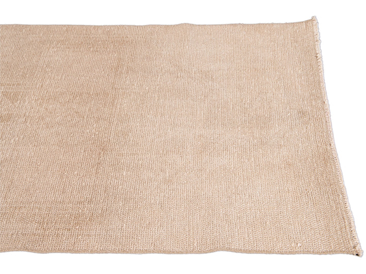 Vintage Turkish Beige Handmade Tribal Wool Runner