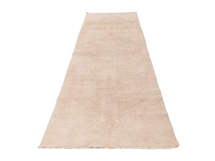 Vintage Turkish Beige Handmade Tribal Wool Runner
