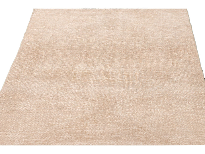 Vintage Turkish Beige Handmade Tribal Wool Runner