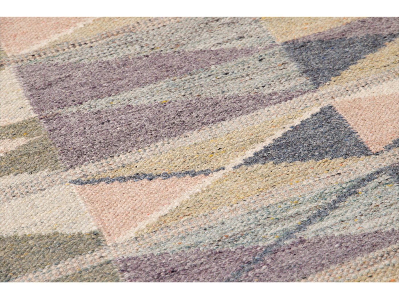 Modern Multicolor Swedish Style Handmade Geometric Abstract Long Wool Runner