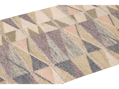 Modern Multicolor Swedish Style Handmade Geometric Abstract Long Wool Runner