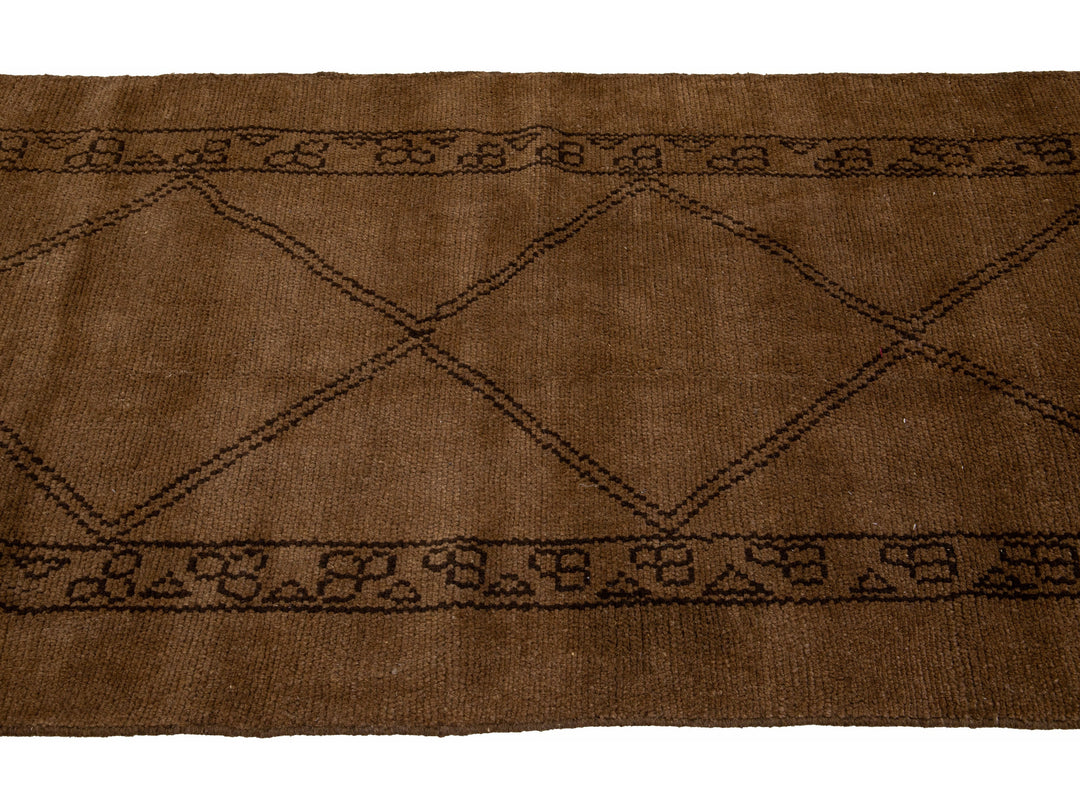 Modern Moroccan Wool Runner 3 X 12