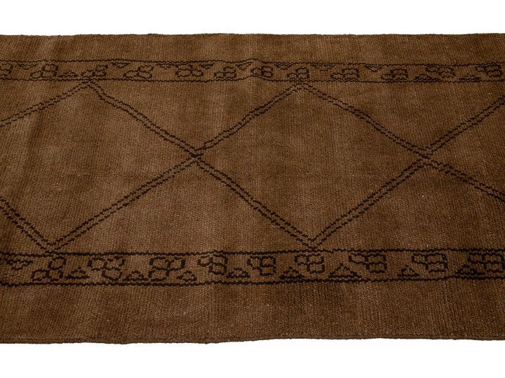 Modern Moroccan Wool Runner 3 X 12
