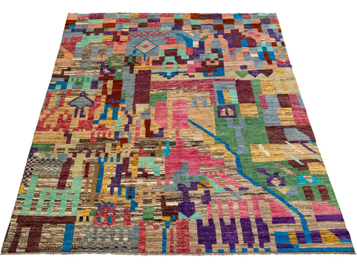 Modern Moroccan Wool Rug 7 X 10