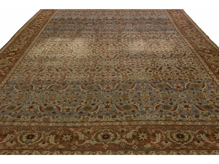 Antique Tabriz Wool Rug 11 X 16