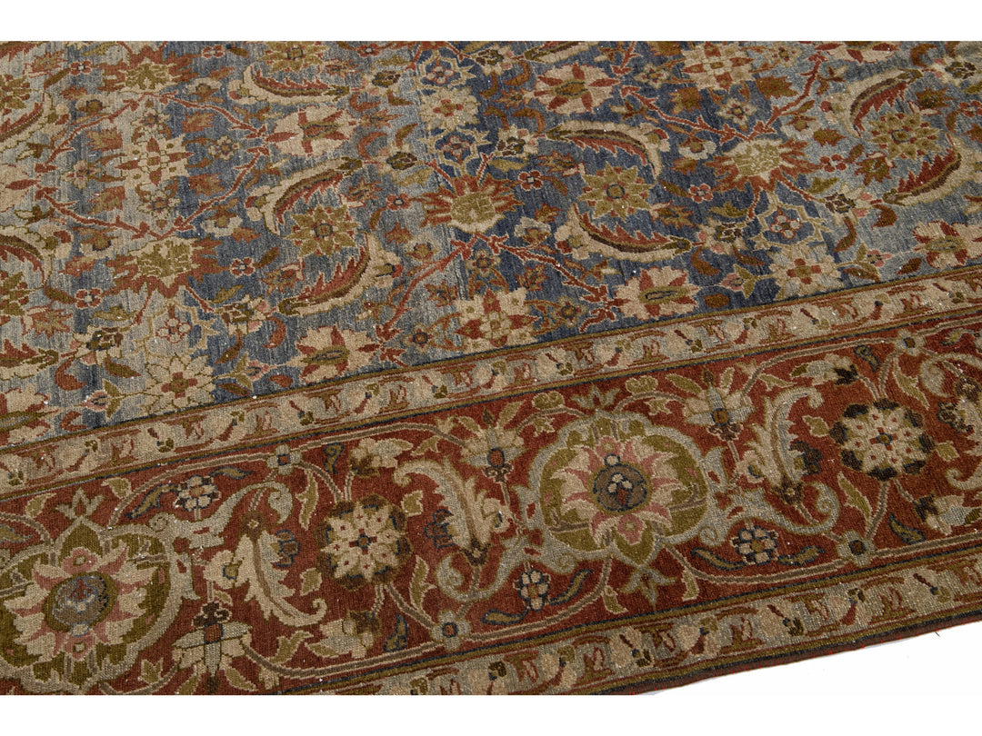 Antique Tabriz Wool Rug 11 X 16