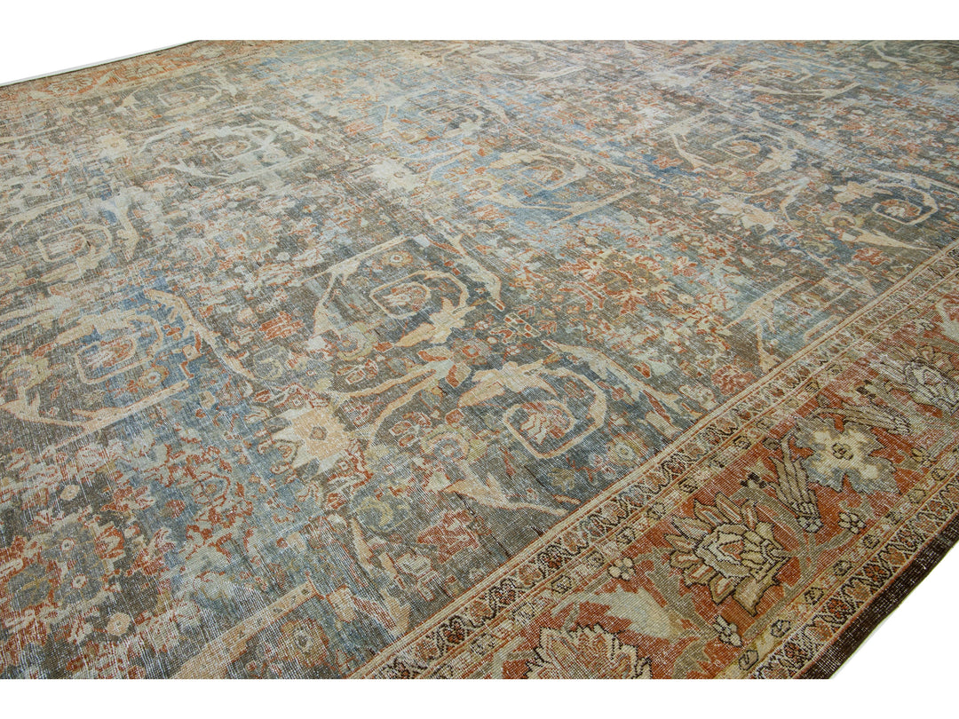 Antique Persian Mahal Wool Rug 16 X 27