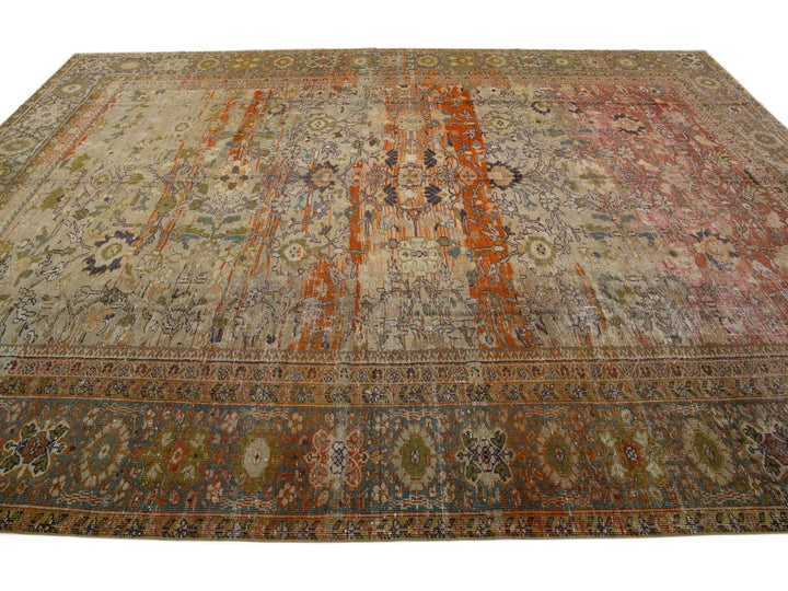 Antique Sultanabad Wool Rug 10 X 13