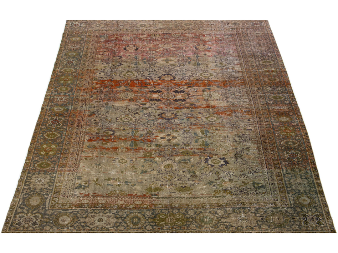 Antique Sultanabad Wool Rug 10 X 13