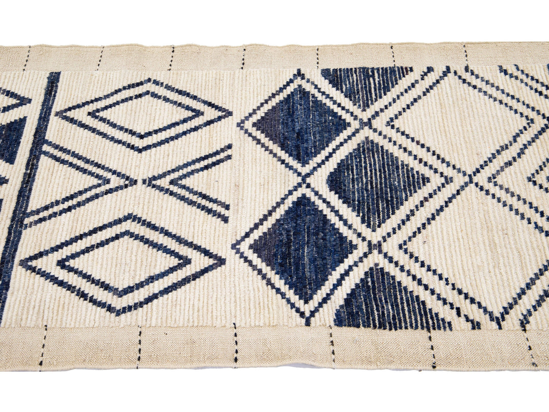 Modern Moroccan Wool Runner 3 X 10