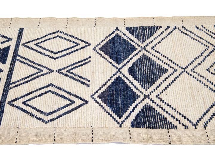 Modern Moroccan Wool Runner 3 X 10