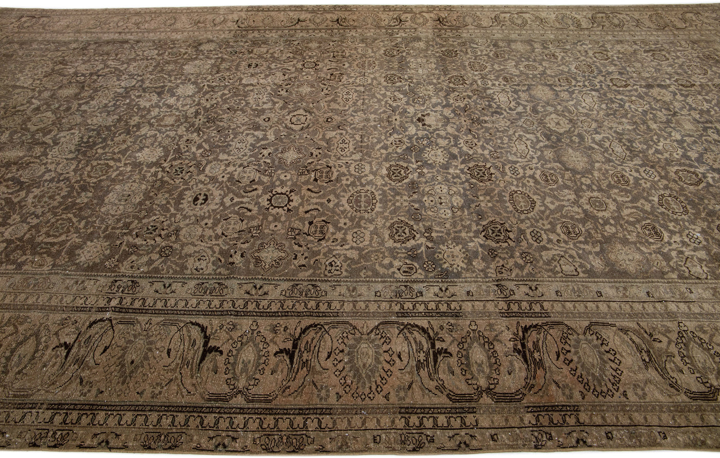 Antique Tabriz Wool Rug 11 X 18