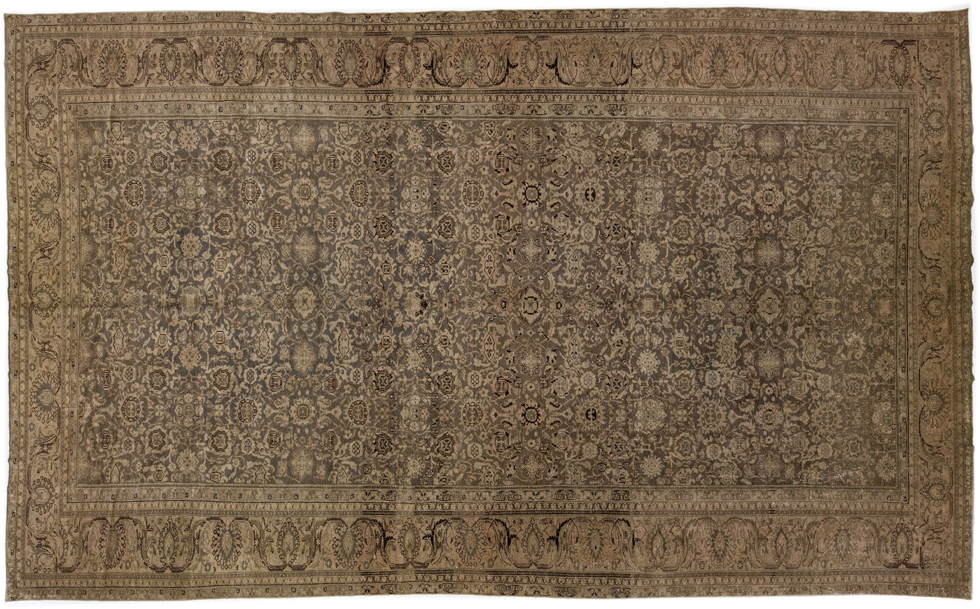 Antique Tabriz Wool Rug 11 X 18