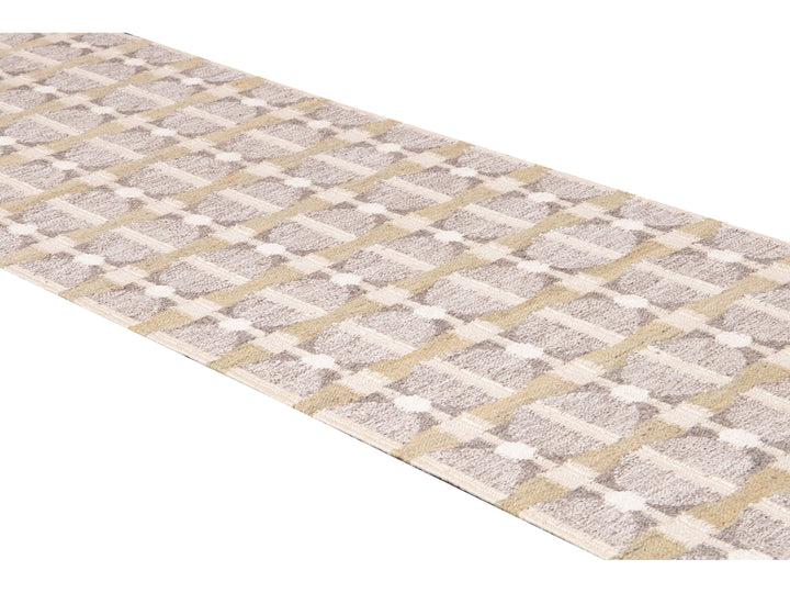 Modern Swedish Style Nude Handmade Geometric Long Wool Runner