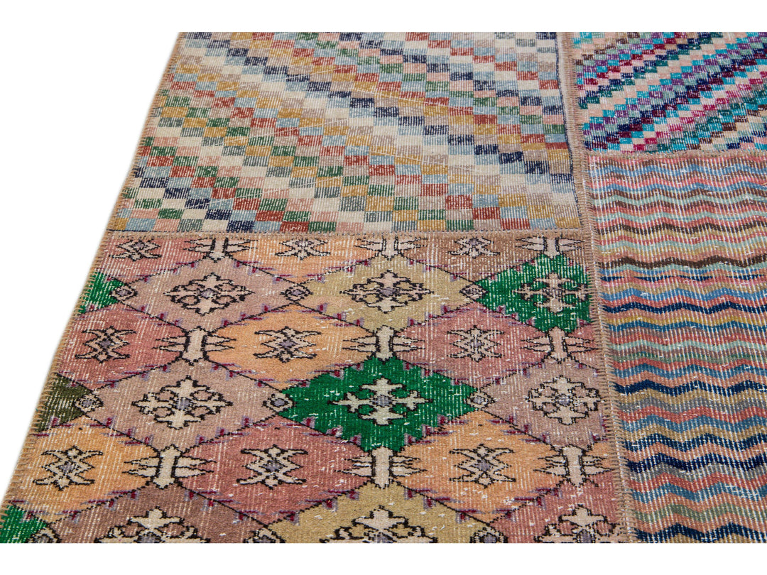 Vintage Turkish Deco Wool Rug 7 X 12