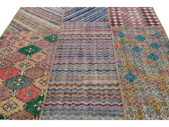 Vintage Turkish Deco Wool Rug 7 X 12