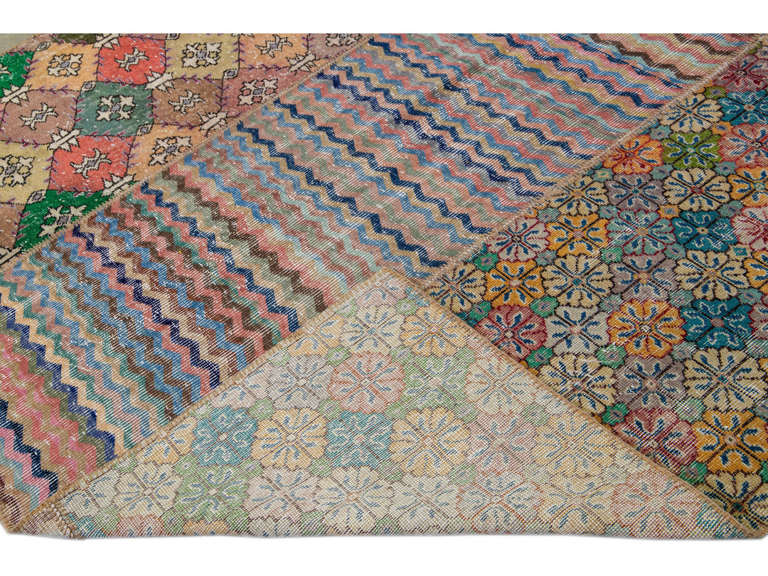 Vintage Turkish Deco Wool Rug 7 X 12