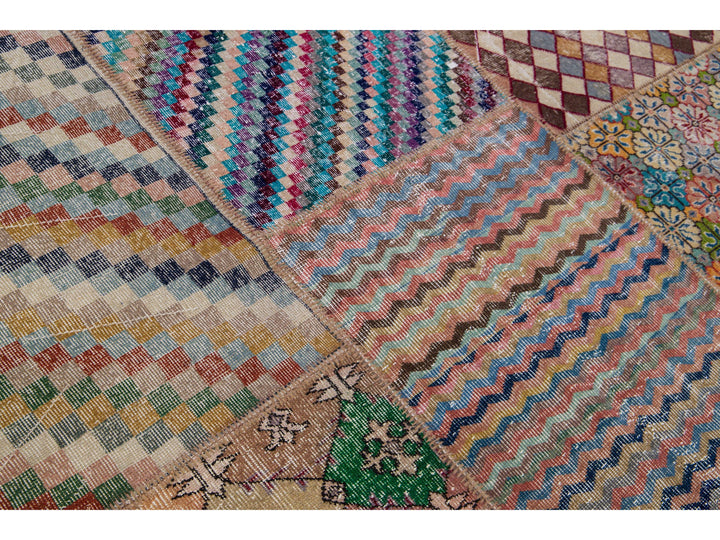 Vintage Turkish Deco Wool Rug 7 X 12
