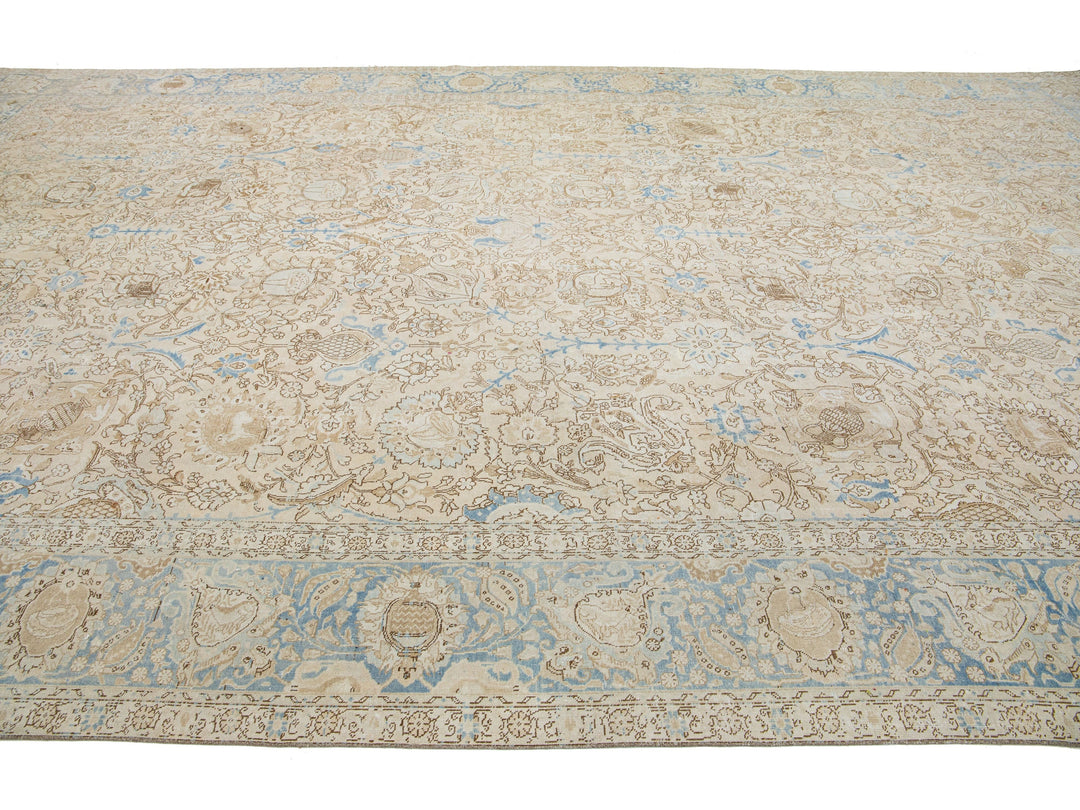 Antique Tabriz Wool Rug 11 X 18