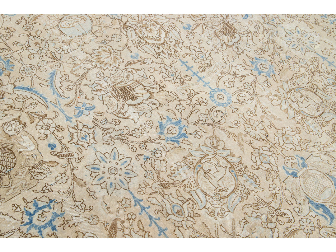 Antique Tabriz Wool Rug 11 X 18