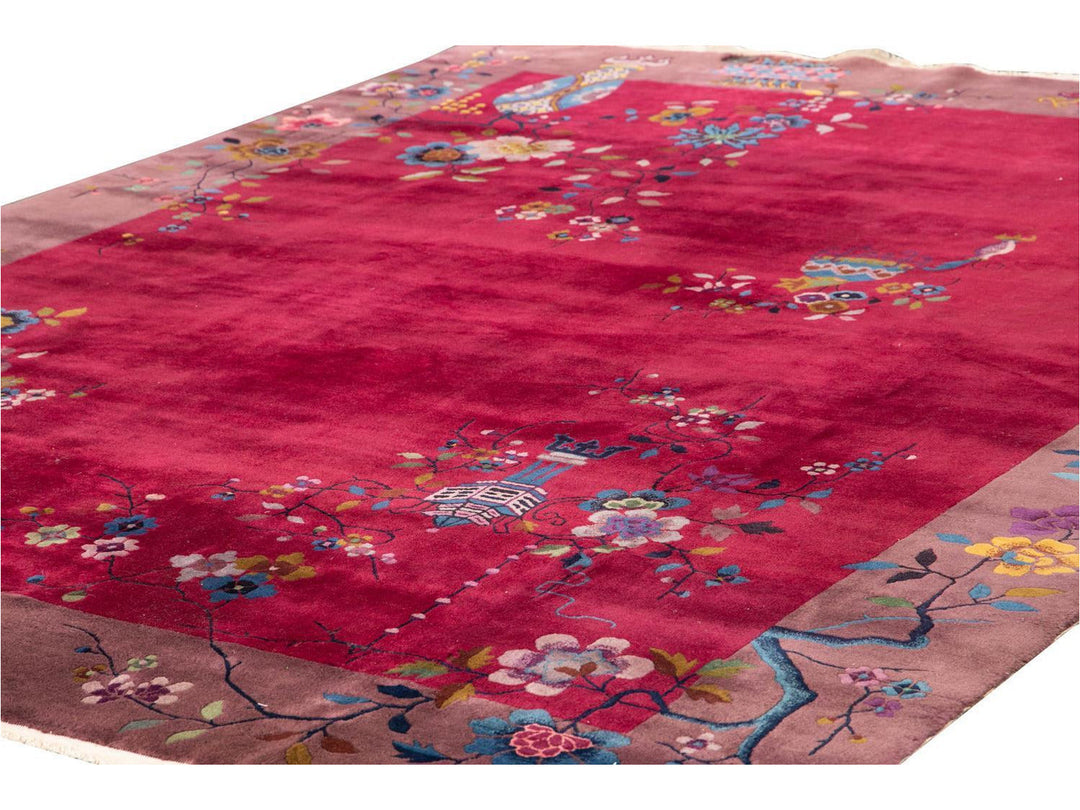 Antique Chinese Art Deco Wool Rug 9 X 11