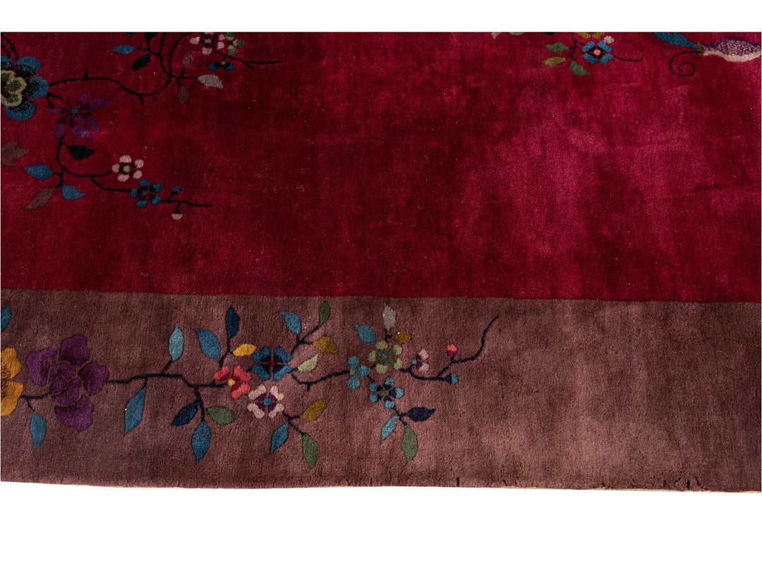 Antique Chinese Art Deco Wool Rug 9 X 11