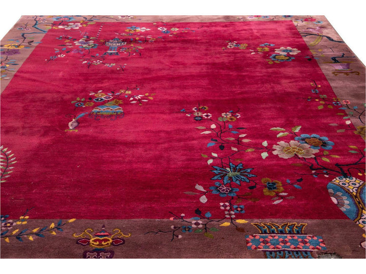 Antique Chinese Art Deco Wool Rug 9 X 11